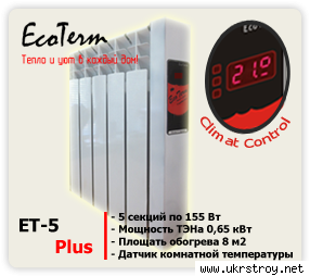 Электрическая батарея (электрорадиатор) EcoTerm ET5 Plus (5 секций)