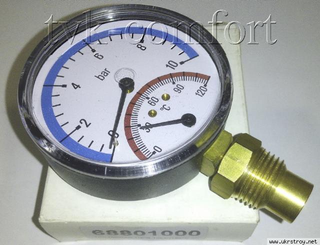 Термоманометр вертикальный 1/2»-120*C-10bar Watts арт. 68801000
