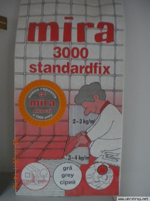 Клей для плитки Mira 3000 standardfix, серый, 25кг, Киев