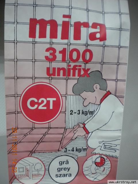 Клей для плитки Mira 3100 unifix, 25 кг, серый