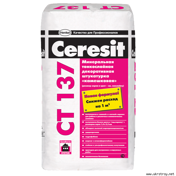 Декоративная штукатурка Ceresit  CT-137, 2,0mm, Житомир