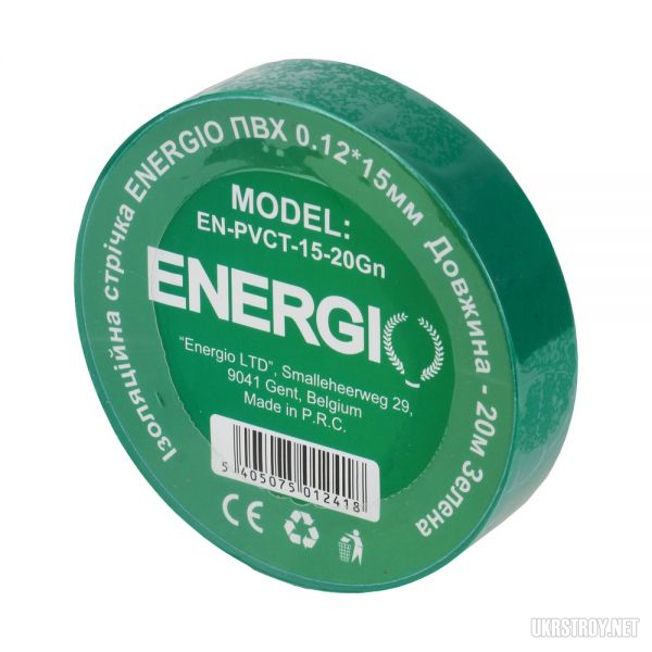 Изоляционная лента ENERGIO ПВХ 0.12*15мм 20м зелен