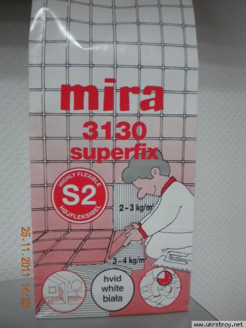 Продается клей для плитки mira 3130 superfix, 15 кг