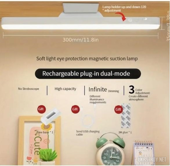 Світлодіодна акумуляторна магнітна лампа, довжина 30см