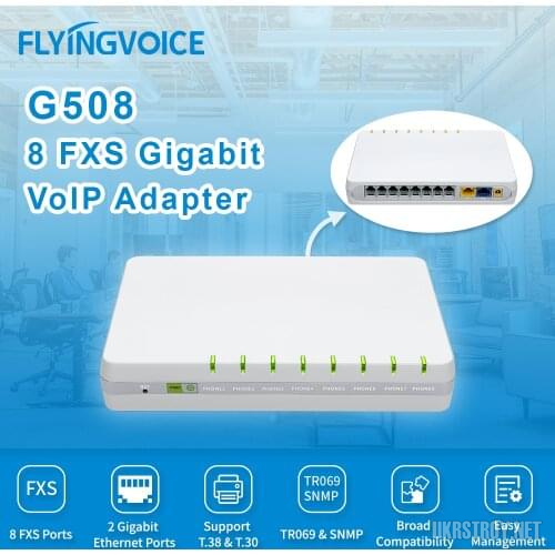 Flying Voice G508, VOIP-шлюз, 8 портів FXS, 8 облікових записів SIP