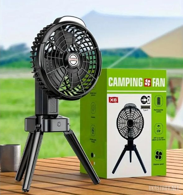 Портативний світлодіодний вентилятор з USB-зарядкою, літієва батарея 7800 мАг