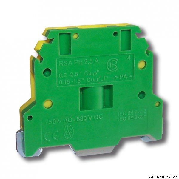 Клемма винтовая для заземления RSA PE 2,5 A желто-зеленая (A521230) ELEKTRO BECOV (Чехия)