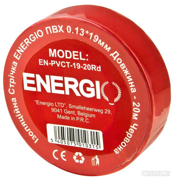 Изоляционная лента ENERGIO ПВХ 0.13*19мм 20м красн
